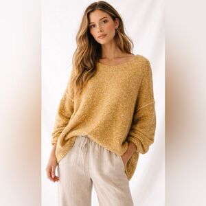FREE PEOPLE Moira Slouchy Tunic Sweater Knit Honeycomb Oversized Small